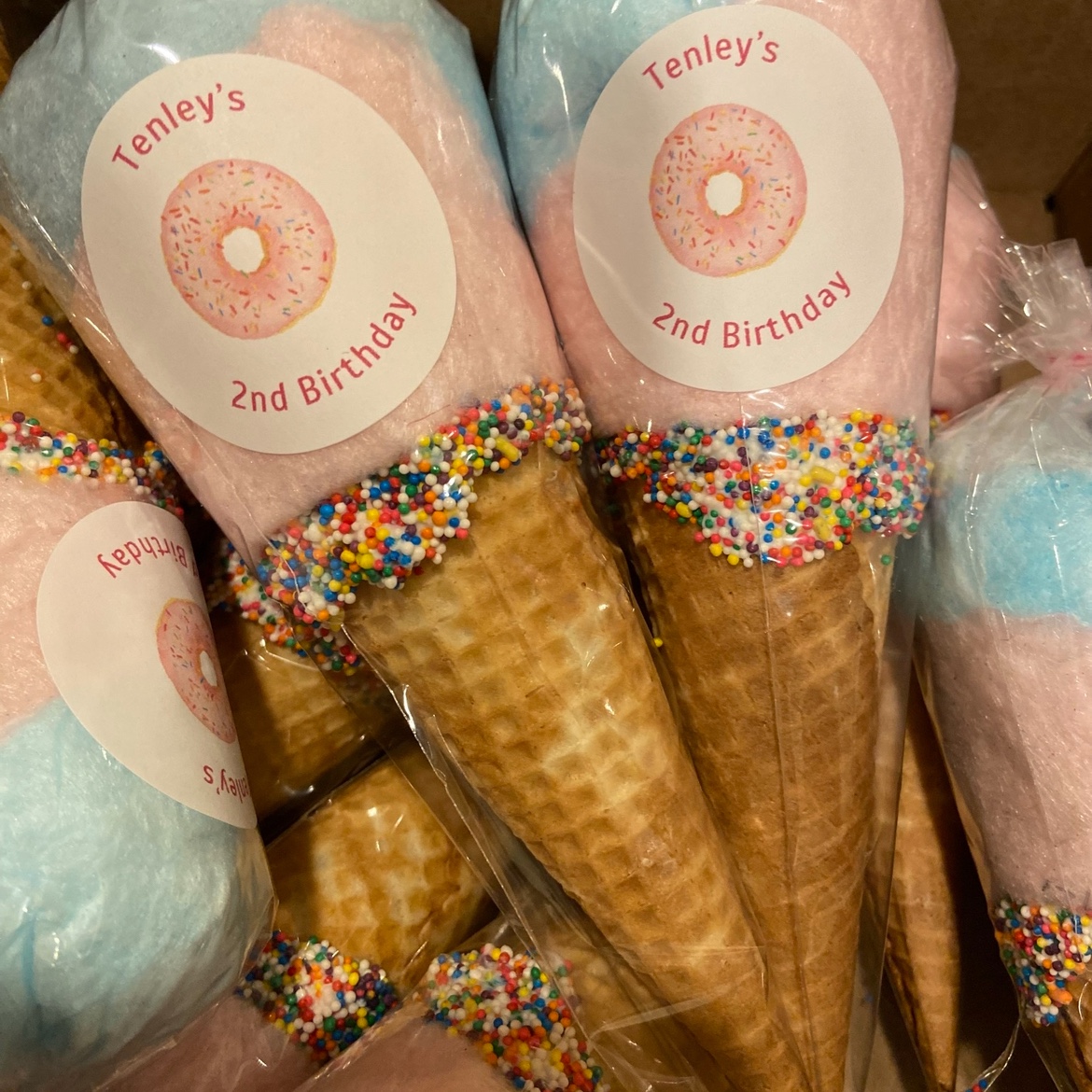 Chocolate dipped Cotton candy ice cream cone